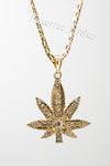 Marijuana Weed Pendant with 26" Necklace (24K Gold Filled)
