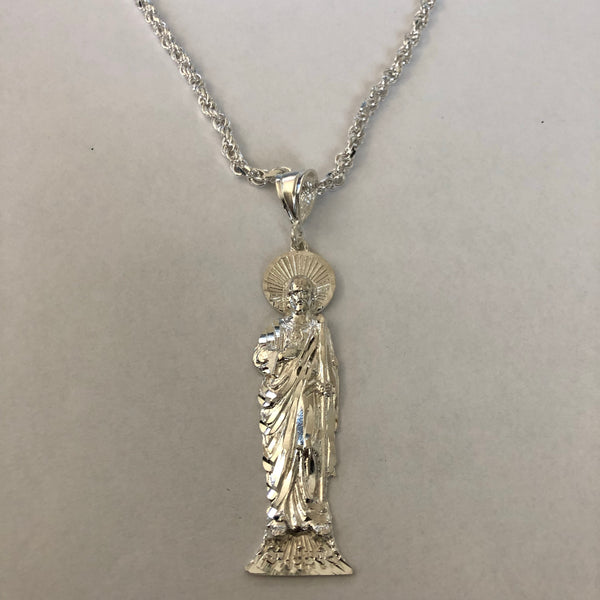 St Jude with 24" Necklace (.925 PURE SILVER)