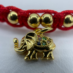Elephant Knotted Rope W/ Color Rhinestones Hand Made